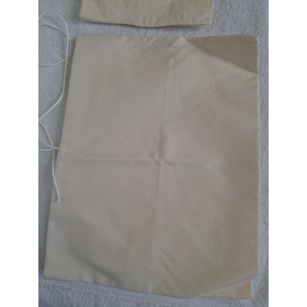 Kanomi Canvas Drawstring Dust Bags Set of 2 Cream Storage Pouches Small Large - Picture 2 of 8